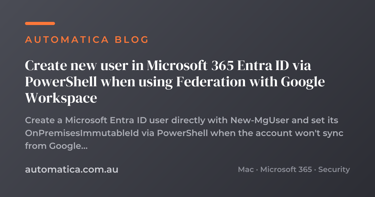 Create new user in Microsoft 365 Entra ID via PowerShell when using ...