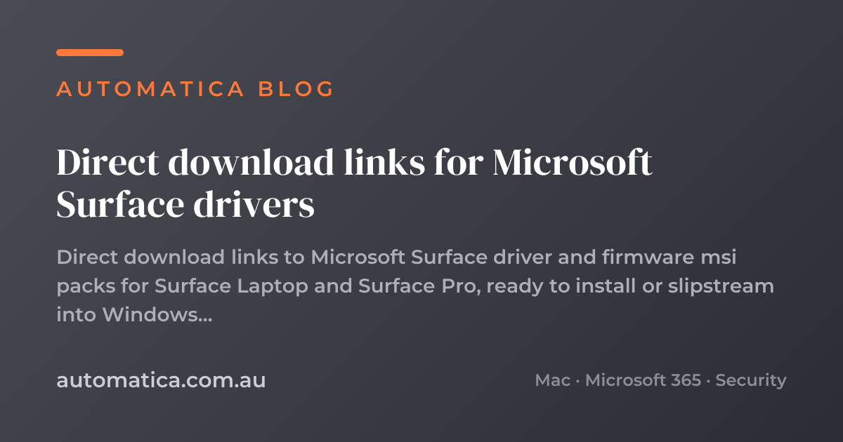 Direct download links for Microsoft Surface drivers – Automatica
