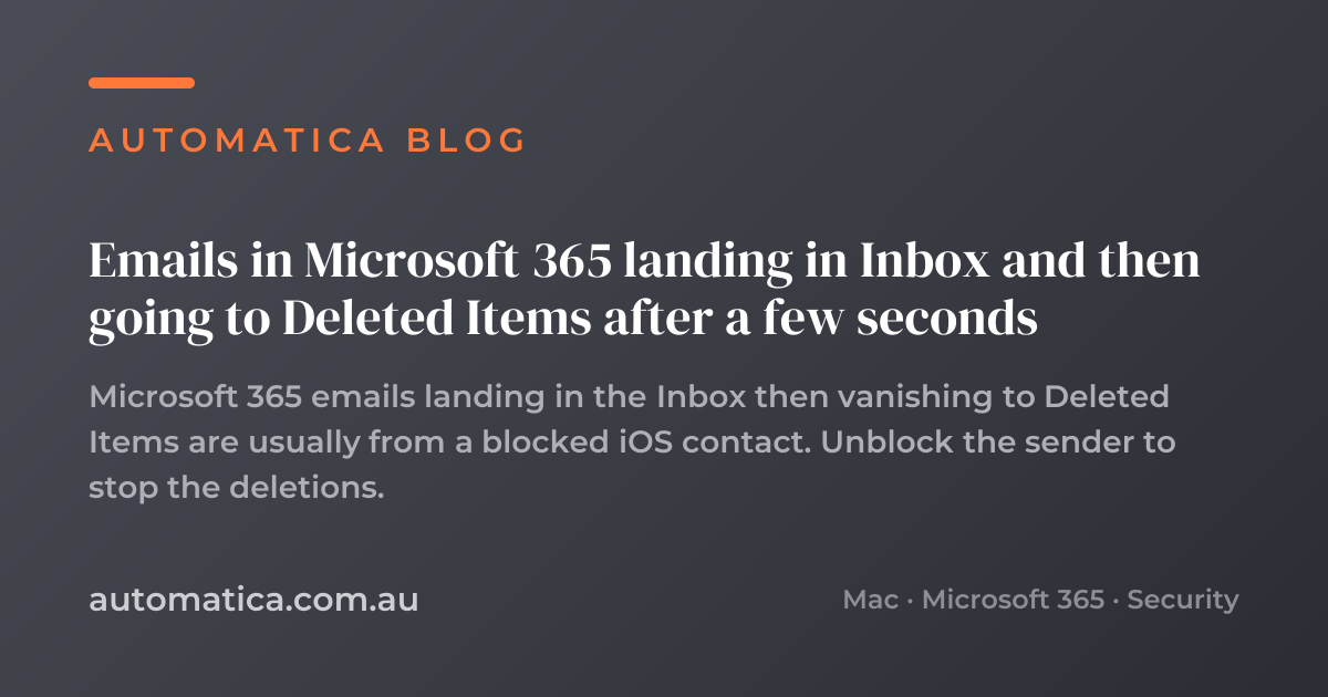 Emails in Microsoft 365 landing in Inbox and then going to Deleted ...